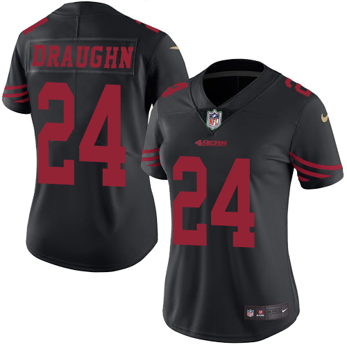 Women's Limited Shaun Draughn Nike Jersey Black - #24 Rush NFL San Francisco 49ers